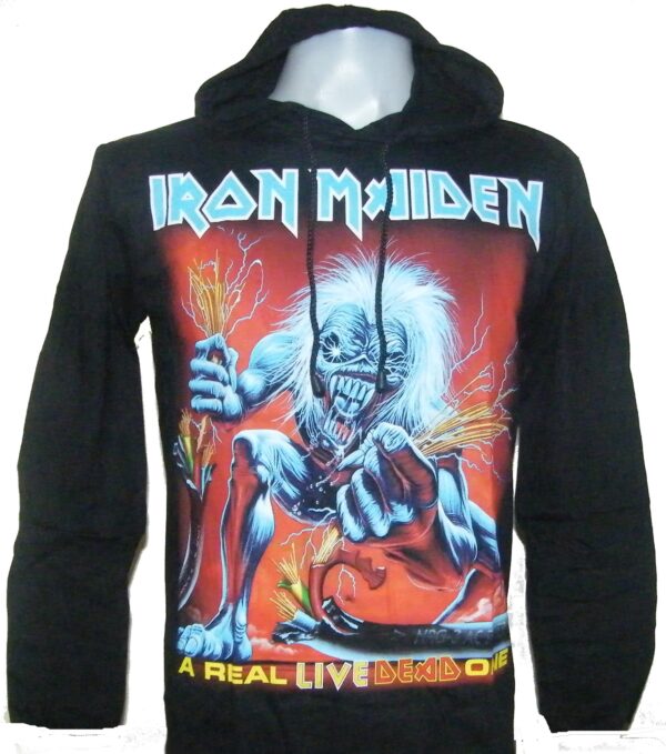 Iron Maiden long-sleeved t-shirt w/hoodie A Real Live Dead One size M