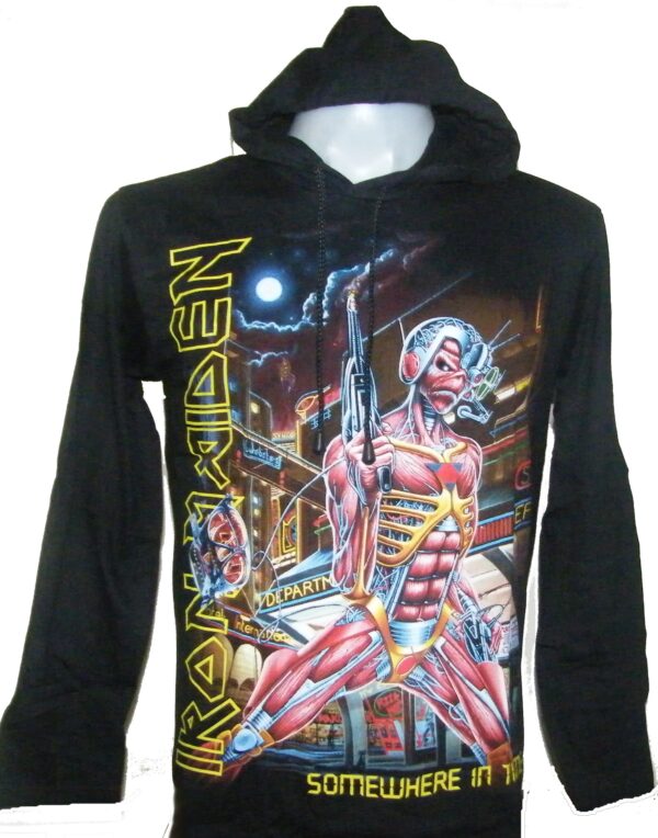 Iron Maiden long-sleeved t-shirt w/hoodie Somewhere in Time size XL