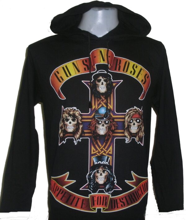 Guns `n` Roses long-sleeved t-shirt w/hoodie size M