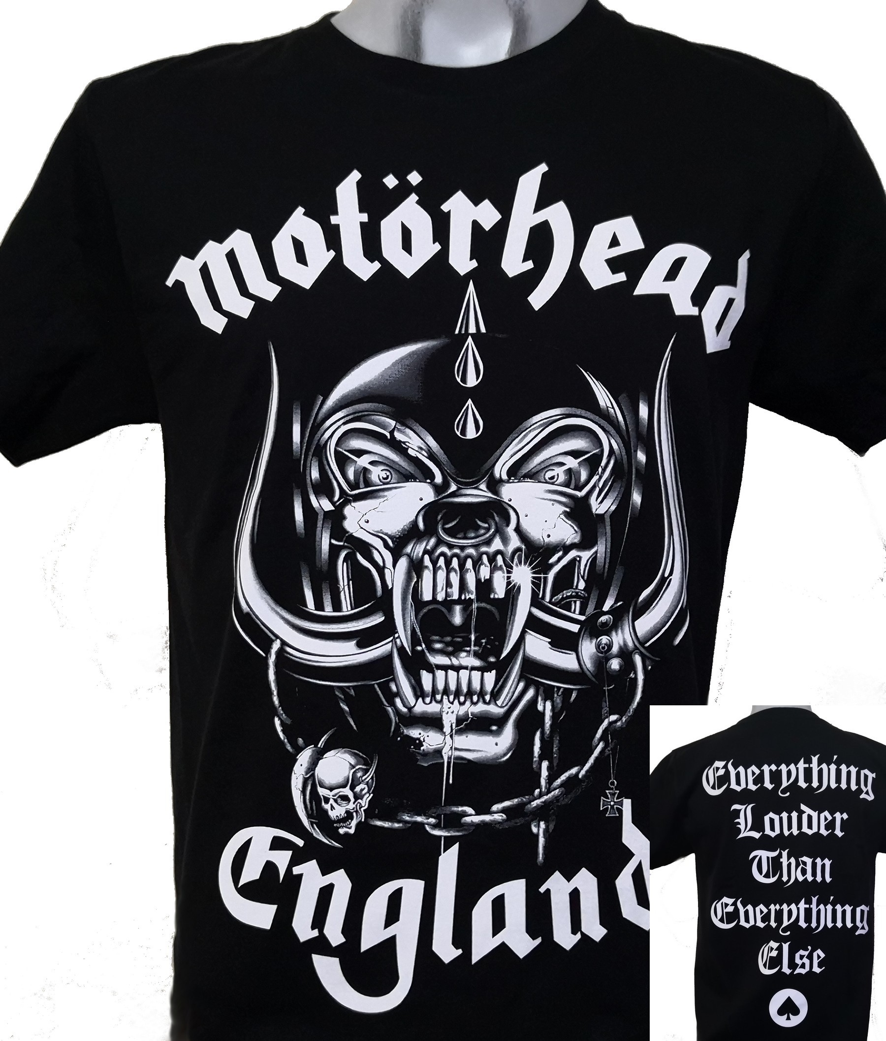 Maglietta Ufficiale Motorhead England - Colore Nero, Taglia Large, Cotone, Stampa Logo, Manica Corta, Merchandise Originale