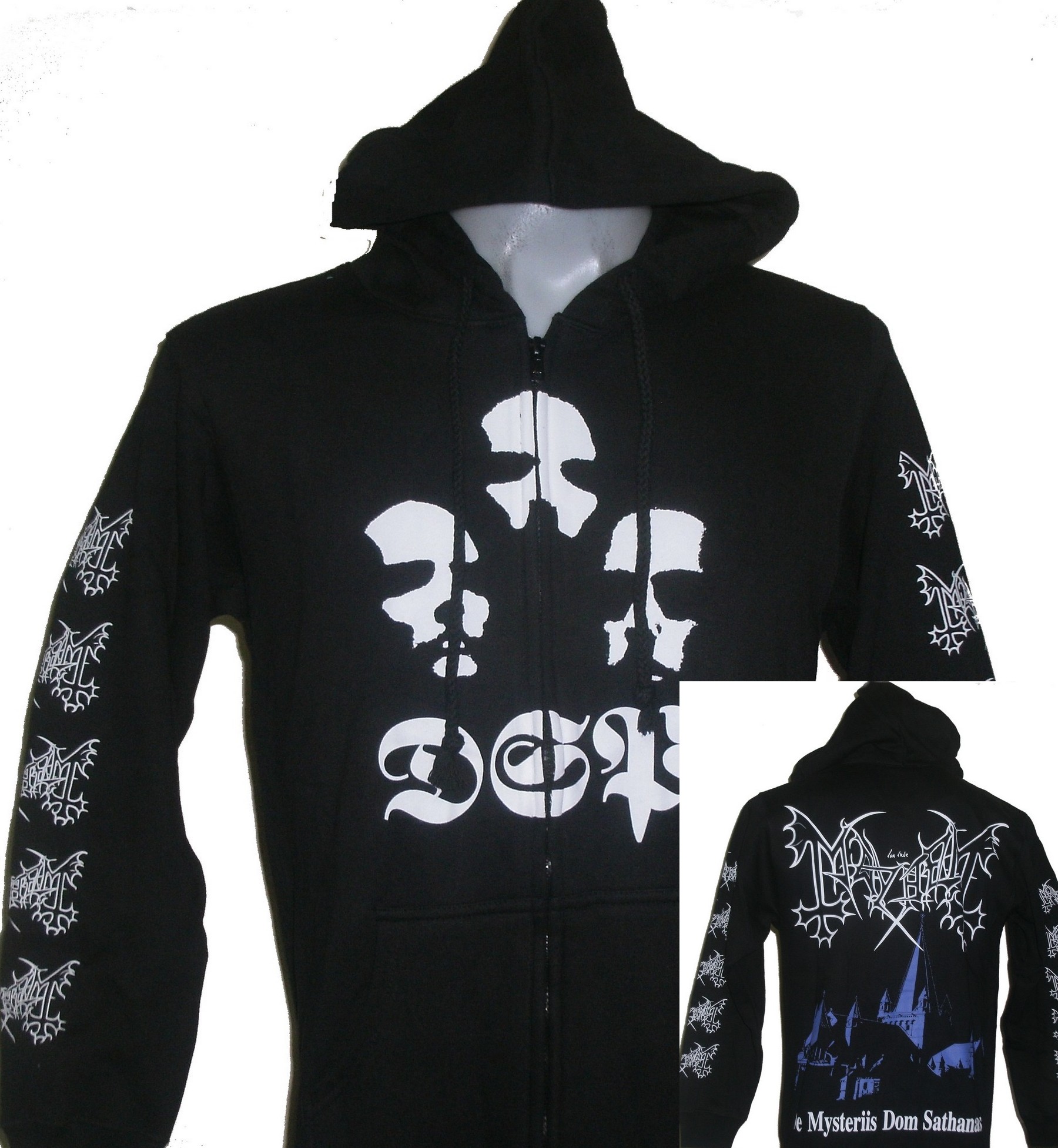 Details about   Mayhem 'De Mysteriis Dom Sathanas' Zip Up Hoodie NEW & OFFICIAL! 