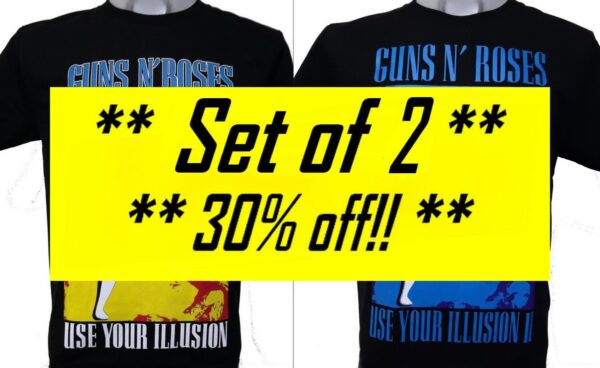 Set of 2 Guns `n` Roses t-shirts Use Your Illusion size M
