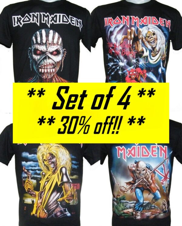 Set of 4 Iron Maiden t-shirts size M