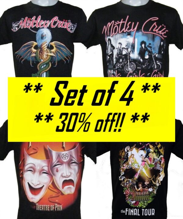 Set of 4 Mötley Crüe t-shirts size M
