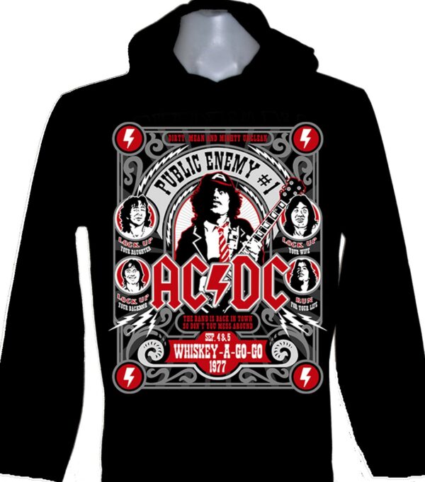AC/DC long-sleeved t-shirt w/hoodie size M