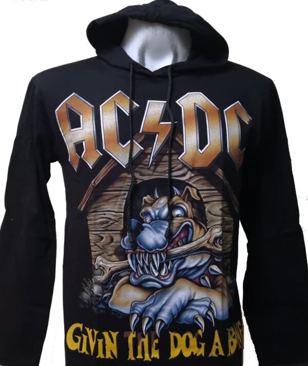 AC/DC long-sleeved t-shirt w/hoodie Givin` the Dog a Bone size M