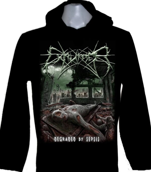 Exhumer long-sleeved t-shirt w/hoodie Degraded by Sepsis size L