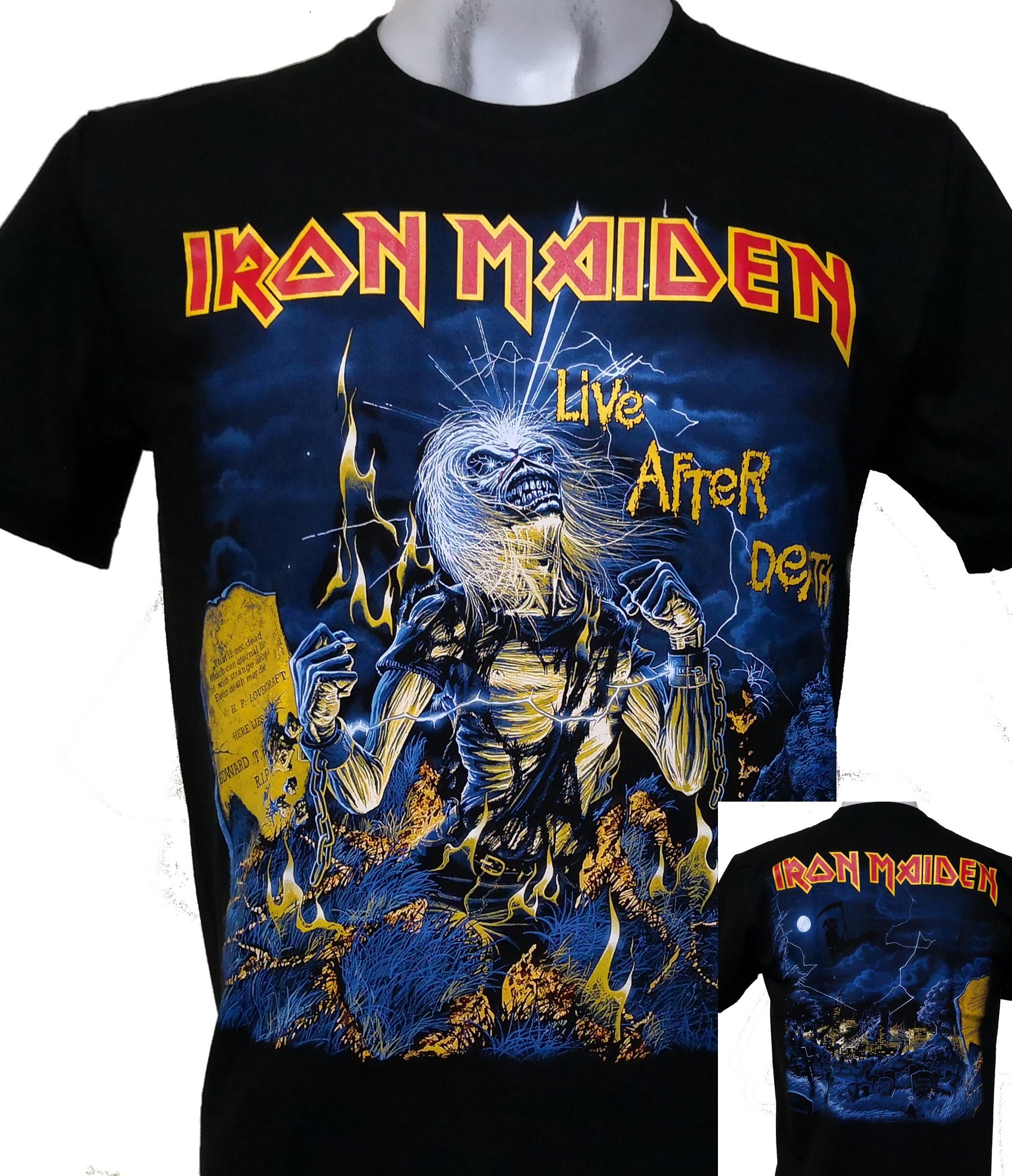 Official Iron Maiden Fear Live Flames T-Shirt Hermit Piece Of Mind Killers Vivo