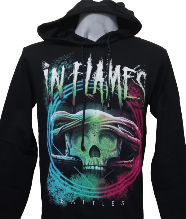 In Flames long-sleeved t-shirt w/hoodie Battles size M