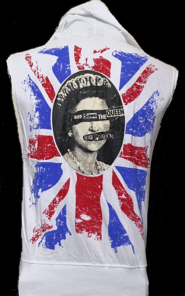 Sex Pistols sleeveless t-shirt/jacket w/hoodie size XL - Image 3
