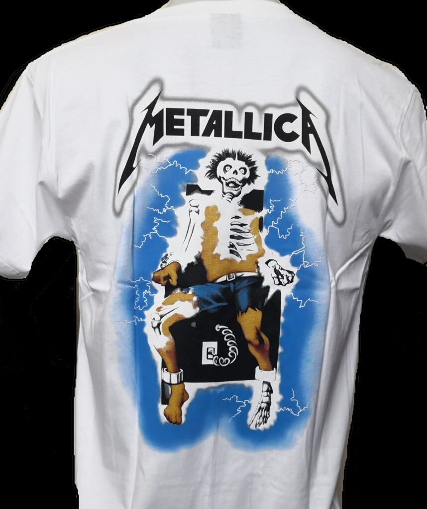Maglietta Uomo Metallica Ride The Lightning - Band Logo, Ufficiale, Bianca, Lavabile In Lavatrice
