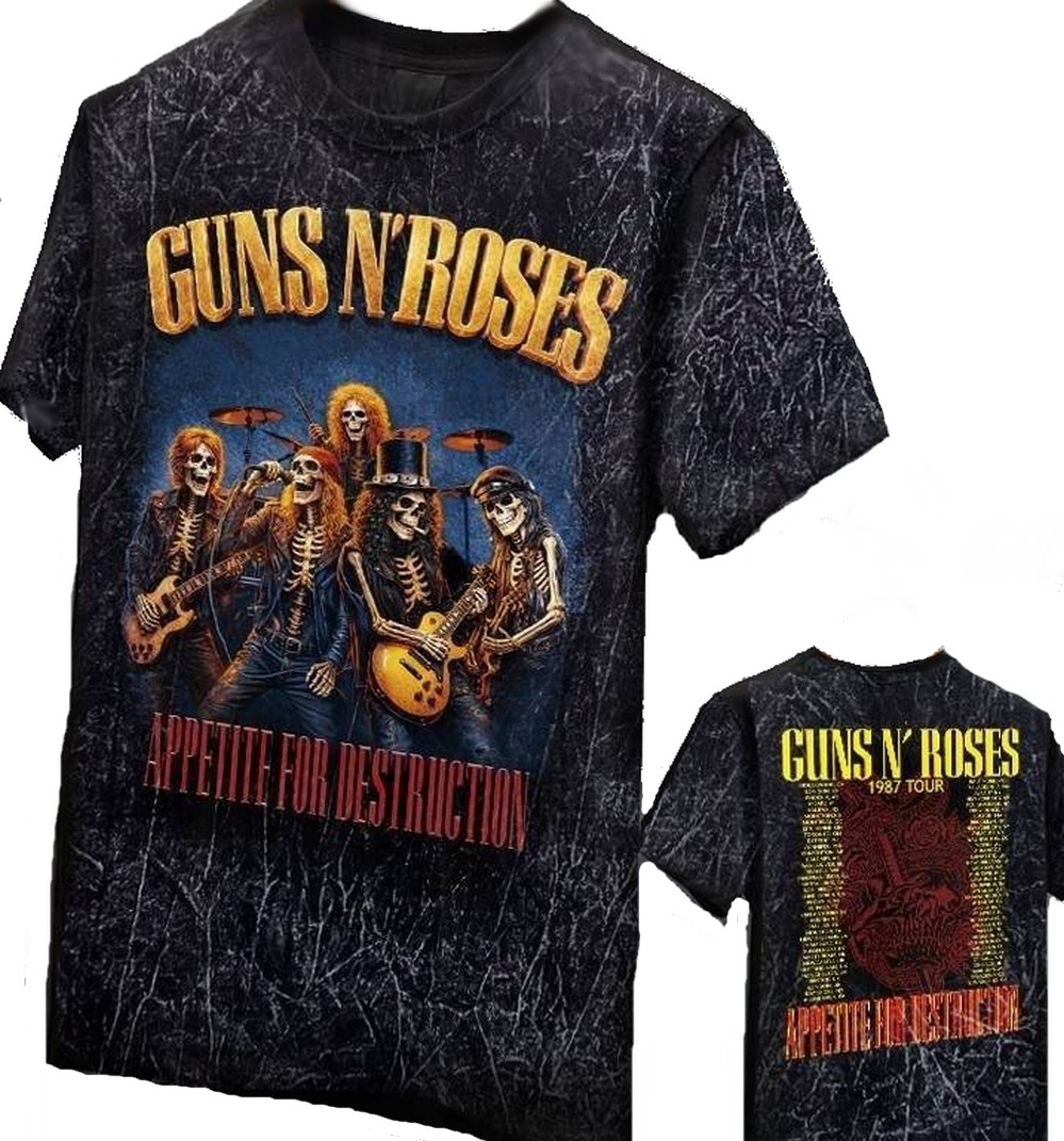 Guns `n` Roses stonewashed t-shirt Appetite for Destruction size S (Glow in the Dark)